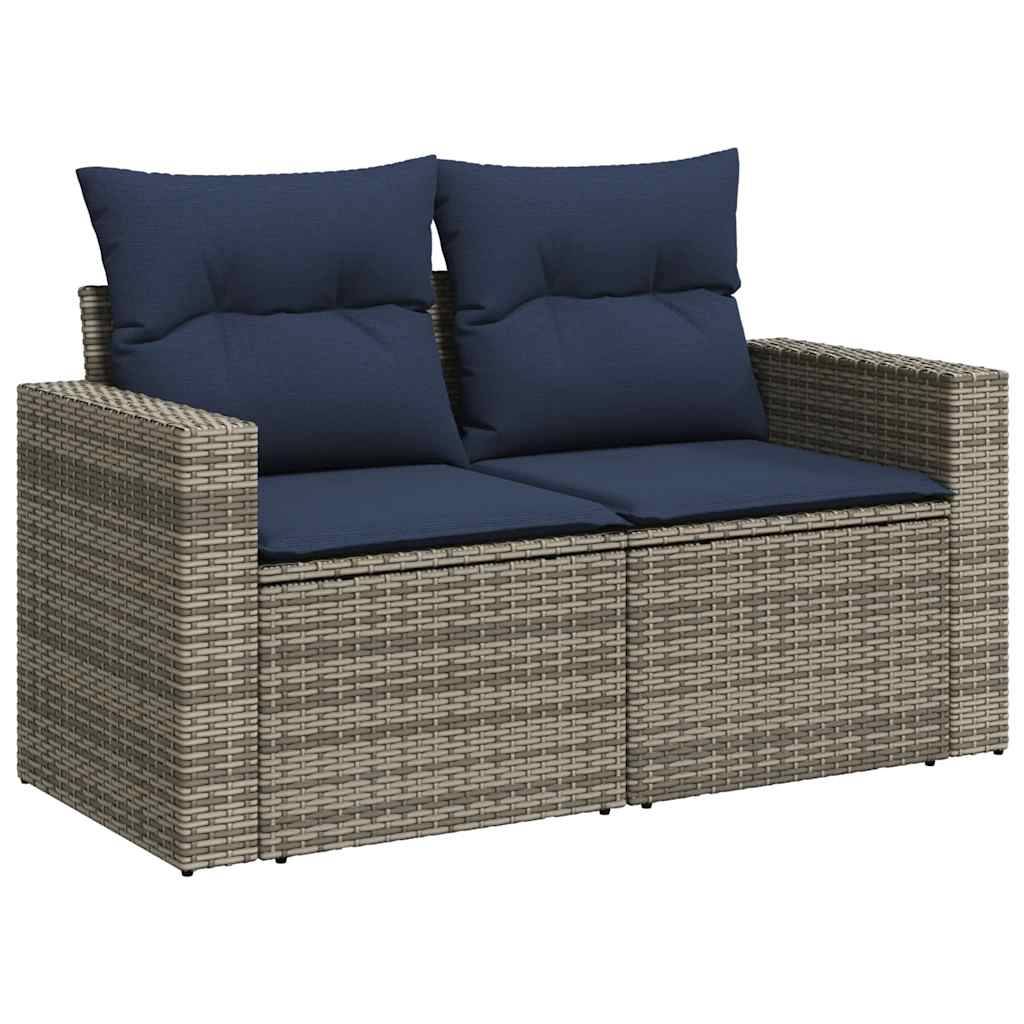 vidaXL 5-tlg. Garten-Sofagarnitur mit Kissen Grau Poly Rattan Akazie