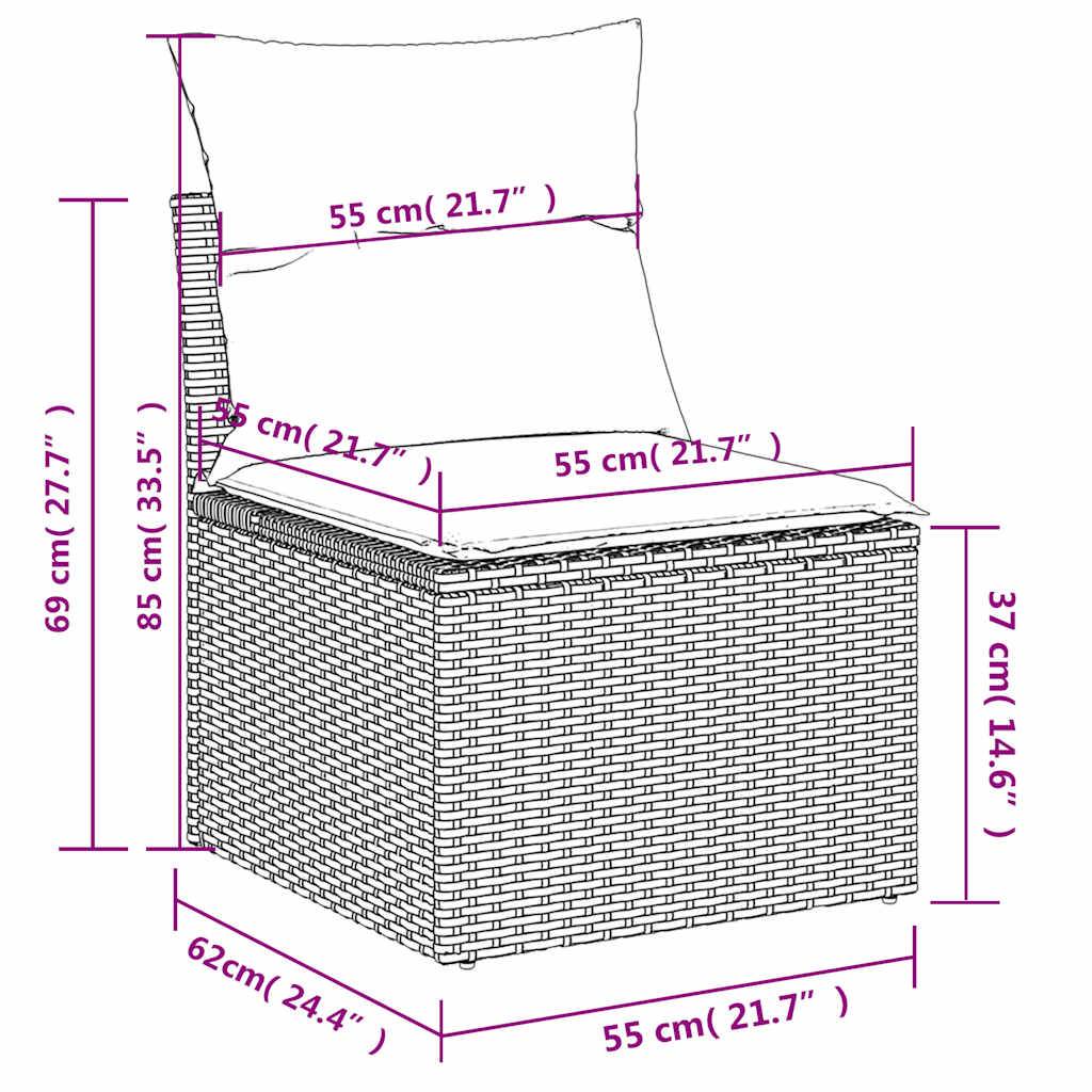 vidaXL 10-tlg. Garten-Sofagarnitur mit Kissen Grau Poly Rattan Akazie