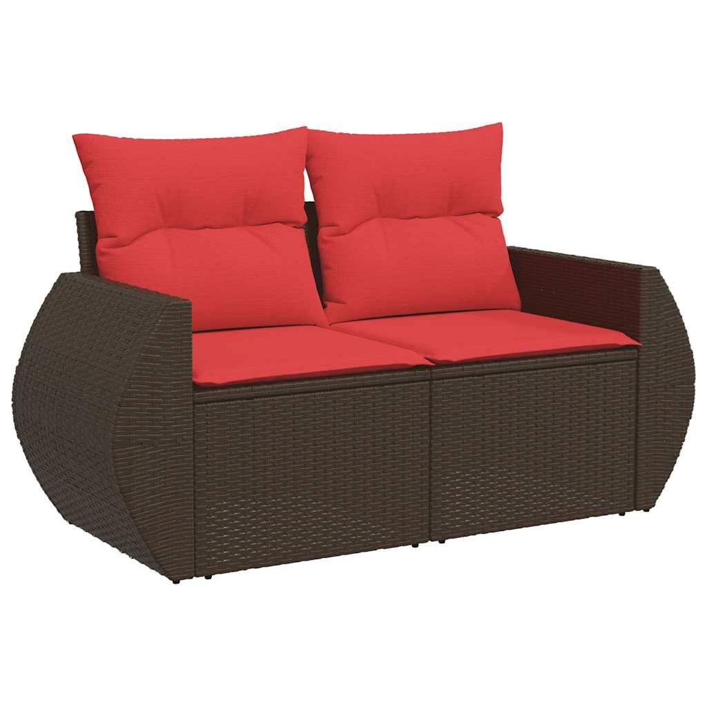 vidaXL 6-tlg. Garten-Sofagarnitur mit Kissen Braun Poly Rattan