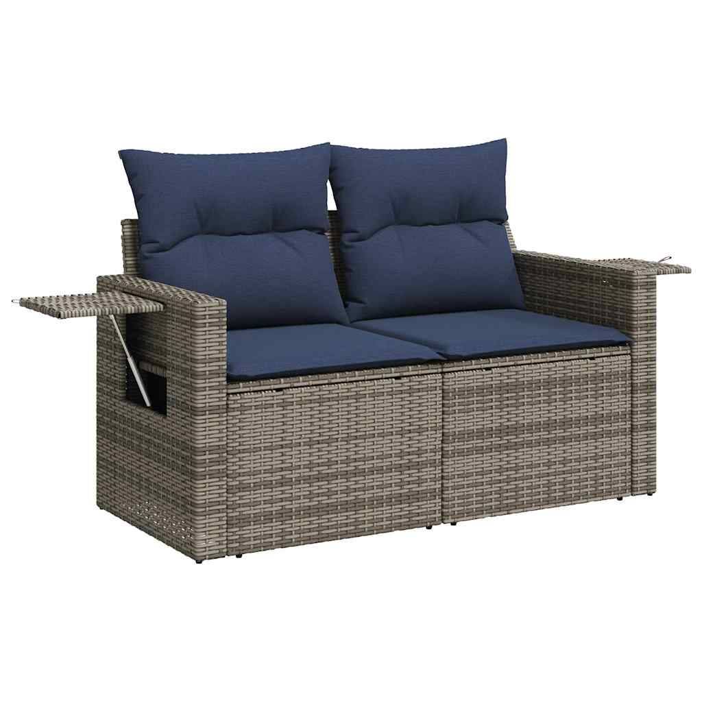 vidaXL 5tlg. Garten-Sofagarnitur mit Kissen Schwarz Poly Rattan Akazie