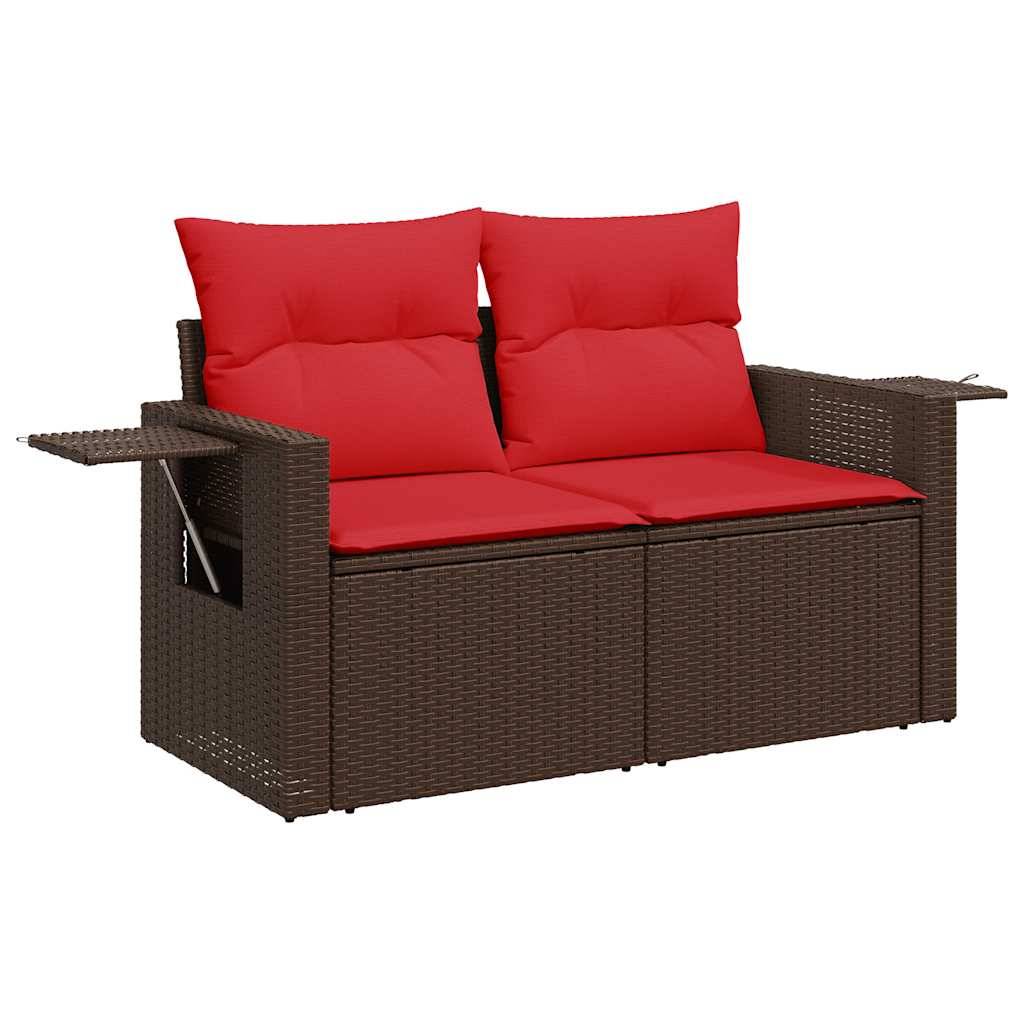 vidaXL 8-tlg. Garten-Sofagarnitur mit Kissen Braun Poly Rattan