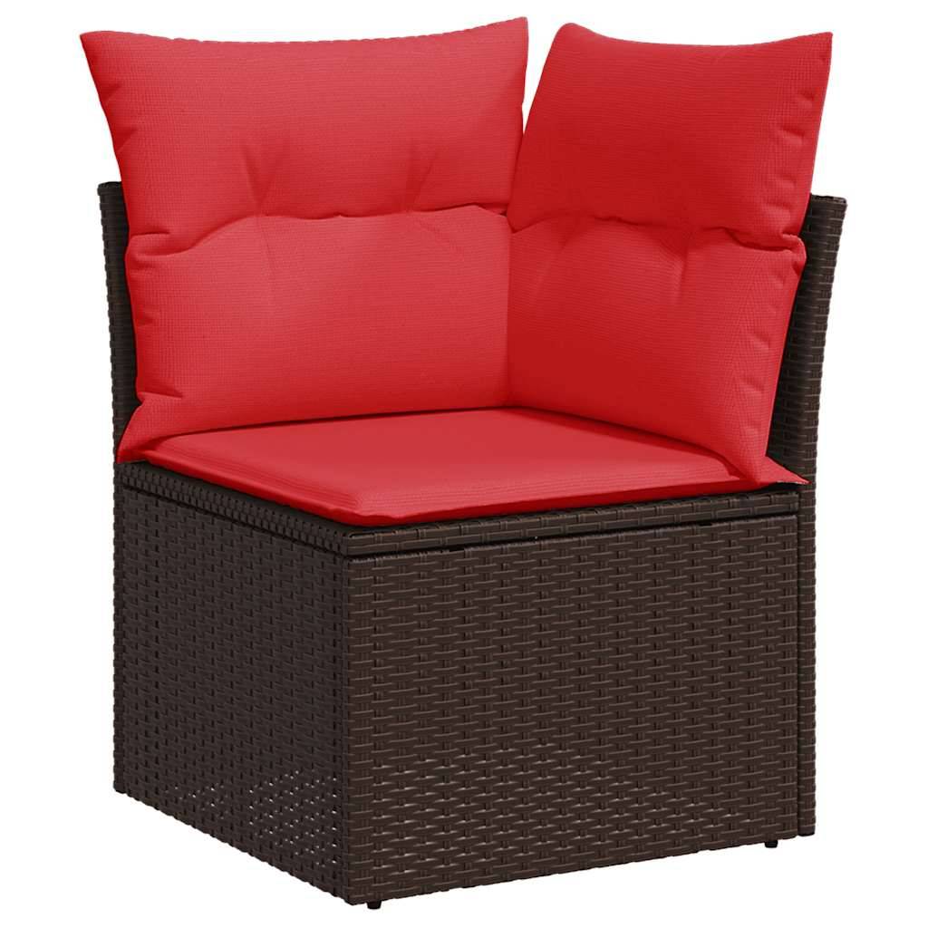 vidaXL 9-tlg. Garten-Sofagarnitur mit Kissen Braun Poly Rattan Akazie