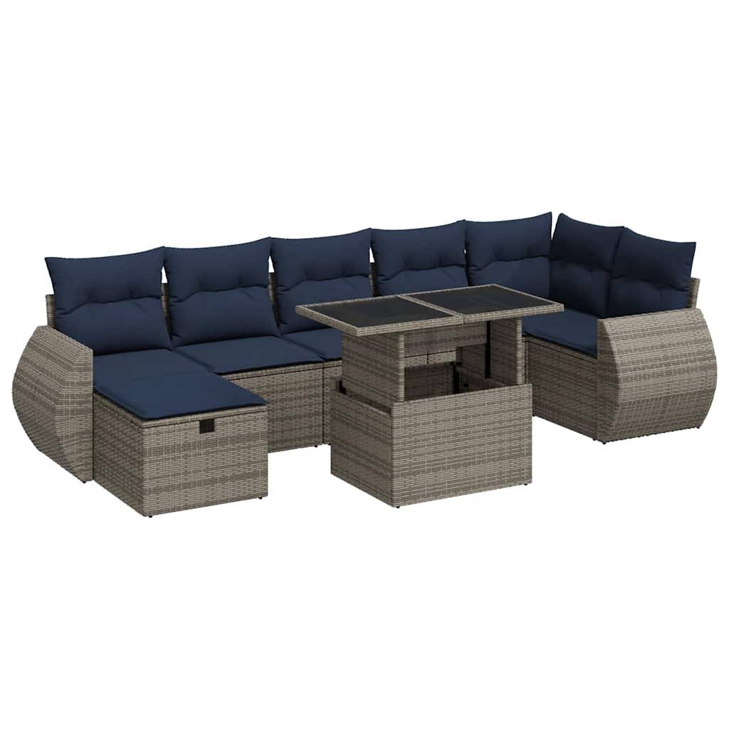 vidaXL 8-tlg. Garten-Sofagarnitur mit Kissen Braun Poly Rattan Akazie