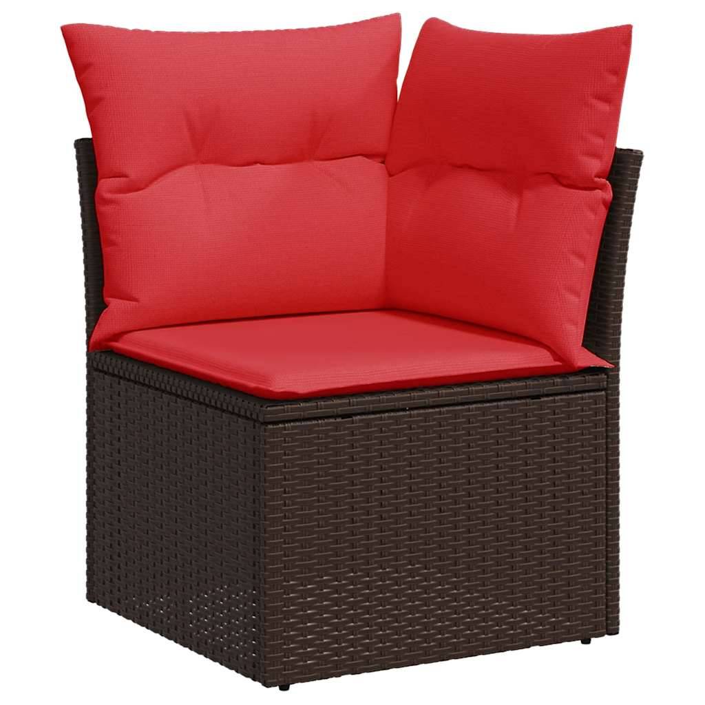 vidaXL 7-tlg. Garten-Sofagarnitur mit Kissen Schwarz Poly Rattan