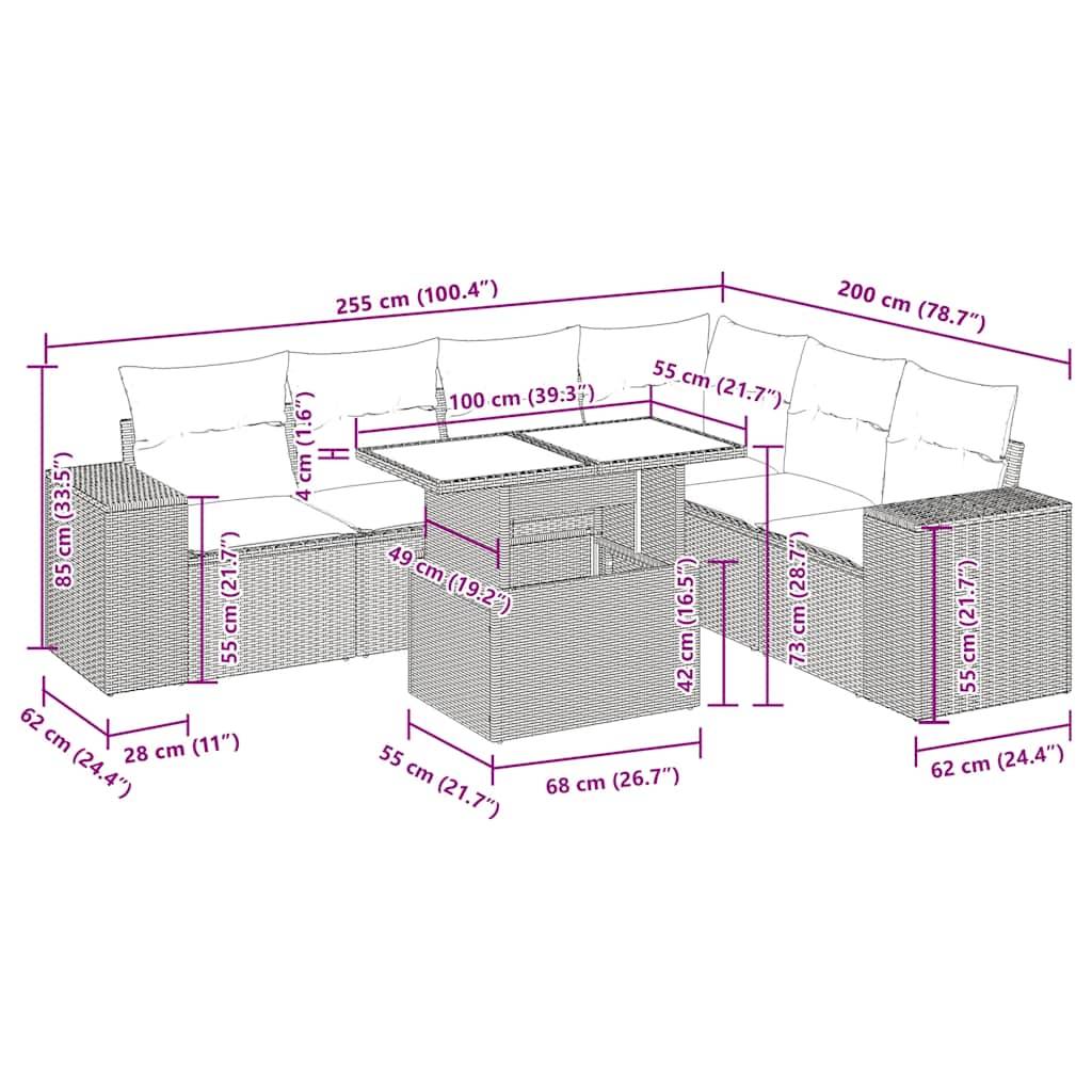 vidaXL 14-tlg. Garten-Sofagarnitur mit Kissen Grau Poly Rattan Akazie