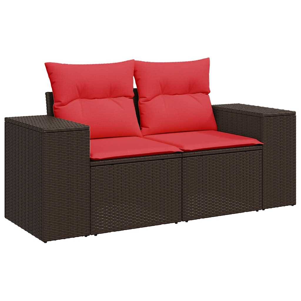 vidaXL 6-tlg. Garten-Sofagarnitur mit Kissen Braun Poly Rattan