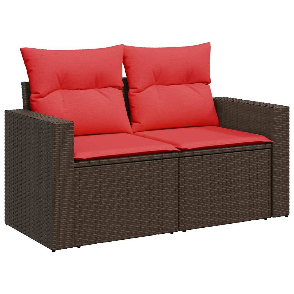 vidaXL 8-tlg. Garten-Sofagarnitur mit Kissen Braun Poly Rattan