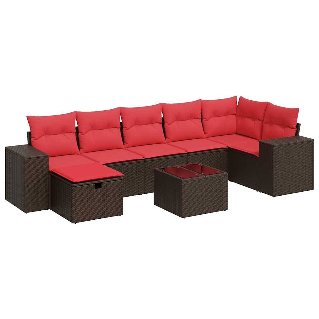 vidaXL 8-tlg. Garten-Sofagarnitur mit Kissen Braun Poly Rattan