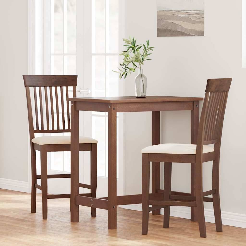 vidaXL Barhocker mit Kissen 2 Stk. Braun Massivholz Gummibaum