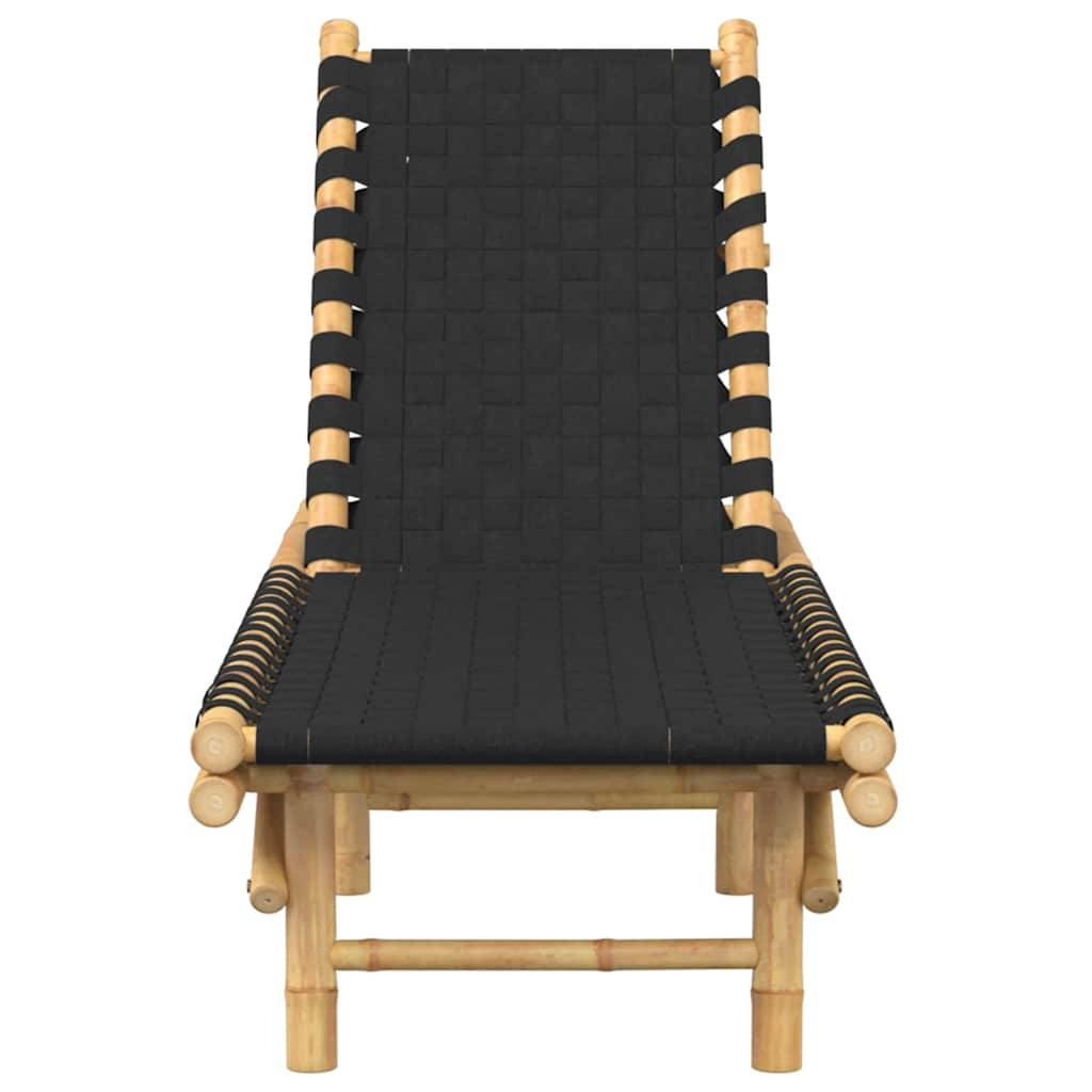 vidaXL Sonnenliege mit schwarzem gewebtem Gurtband 55x200x30 cm Bambus