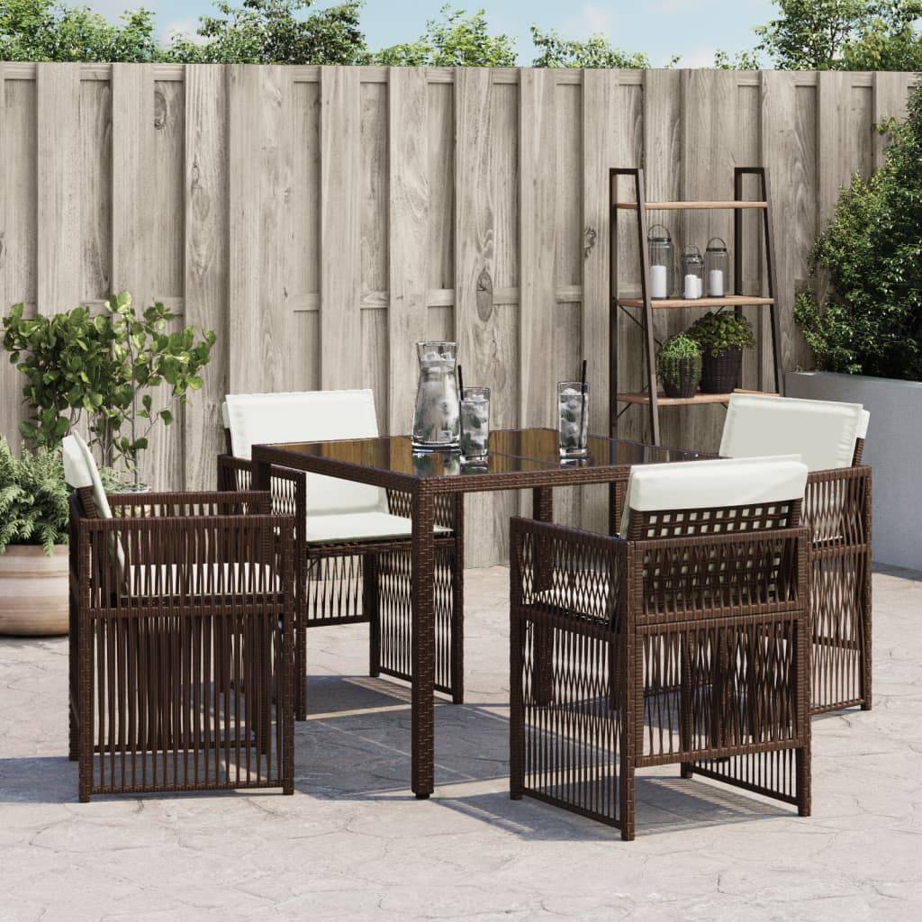 vidaXL Gartenstühle mit Kissen 4 Stk. Braun Poly Rattan