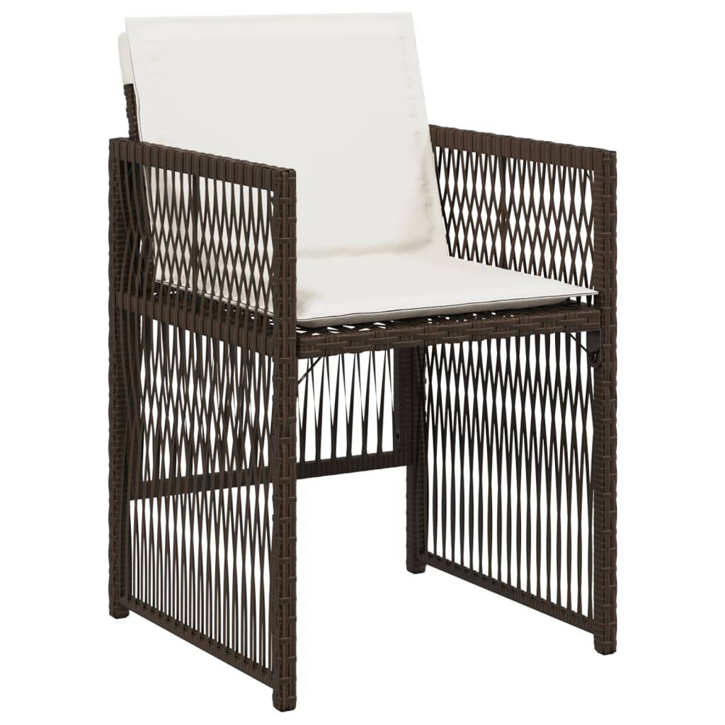 vidaXL Gartenstühle mit Kissen 4 Stk. Braun Poly Rattan