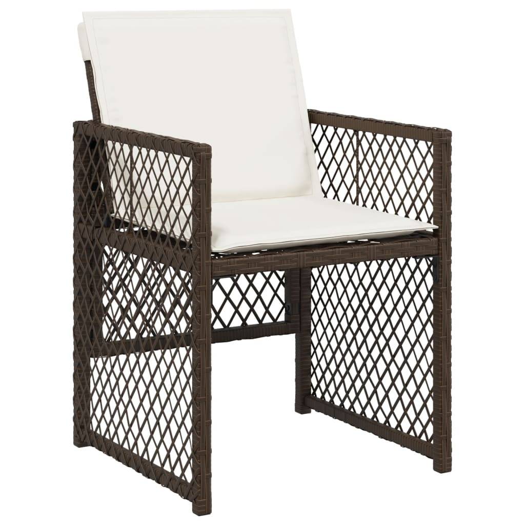 vidaXL 15-tlg. Garten-Essgruppe mit Kissen Braun Poly Rattan