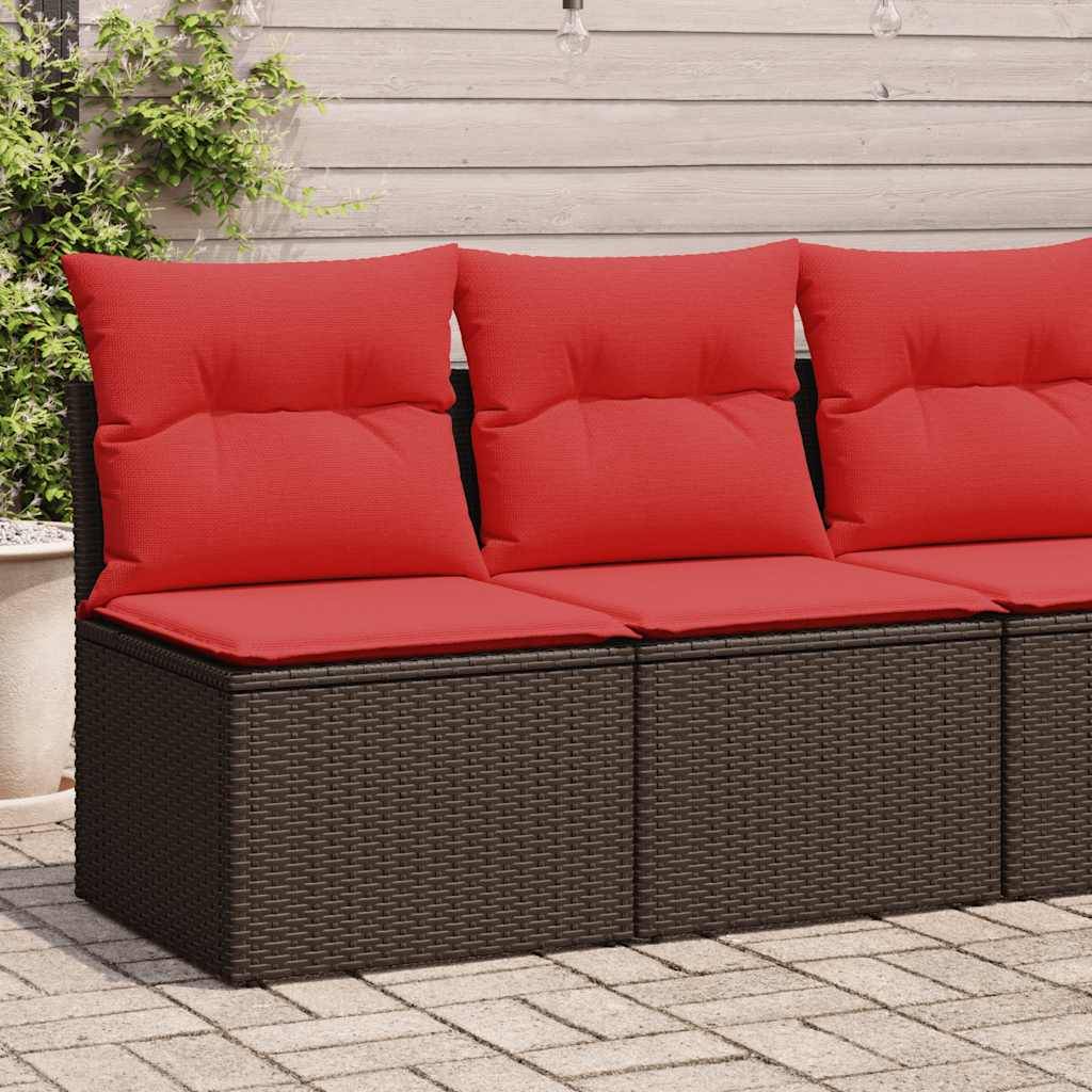vidaXL 2-tlg. Garten-Sofagarnitur mit Kissen Braun Poly Rattan Akazie