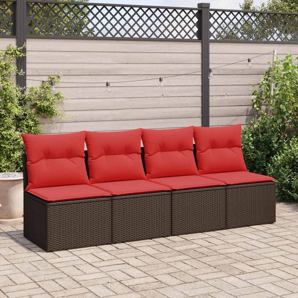 vidaXL 2-tlg. Garten-Sofagarnitur mit Kissen Braun Poly Rattan Akazie