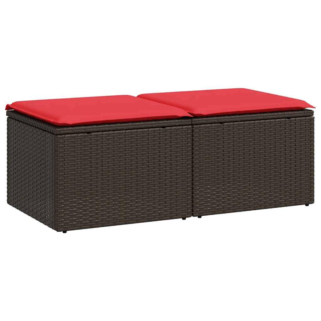 vidaXL 2-tlg. Garten-Sofagarnitur mit Kissen Braun Poly Rattan Akazie