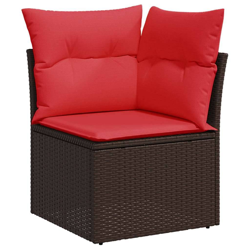 vidaXL 8-tlg. Garten-Sofagarnitur mit Kissen Braun Poly Rattan Akazie