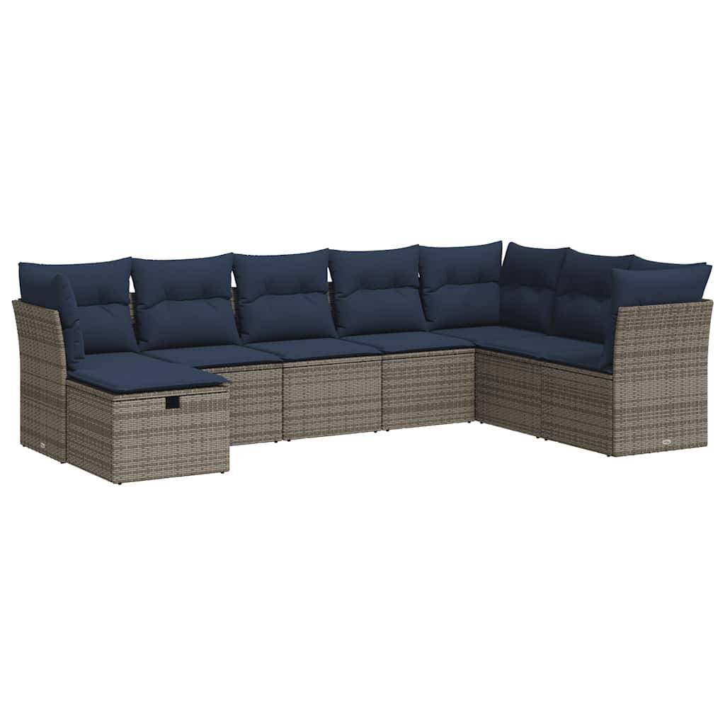 vidaXL 9-tlg. Garten-Sofagarnitur mit Kissen Grau Poly Rattan