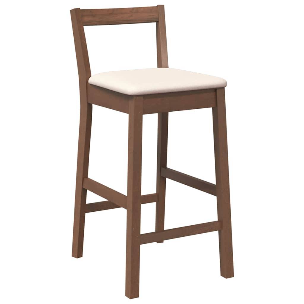 vidaXL Barhocker mit Kissen 2 Stk. Braun Massivholz Gummibaum
