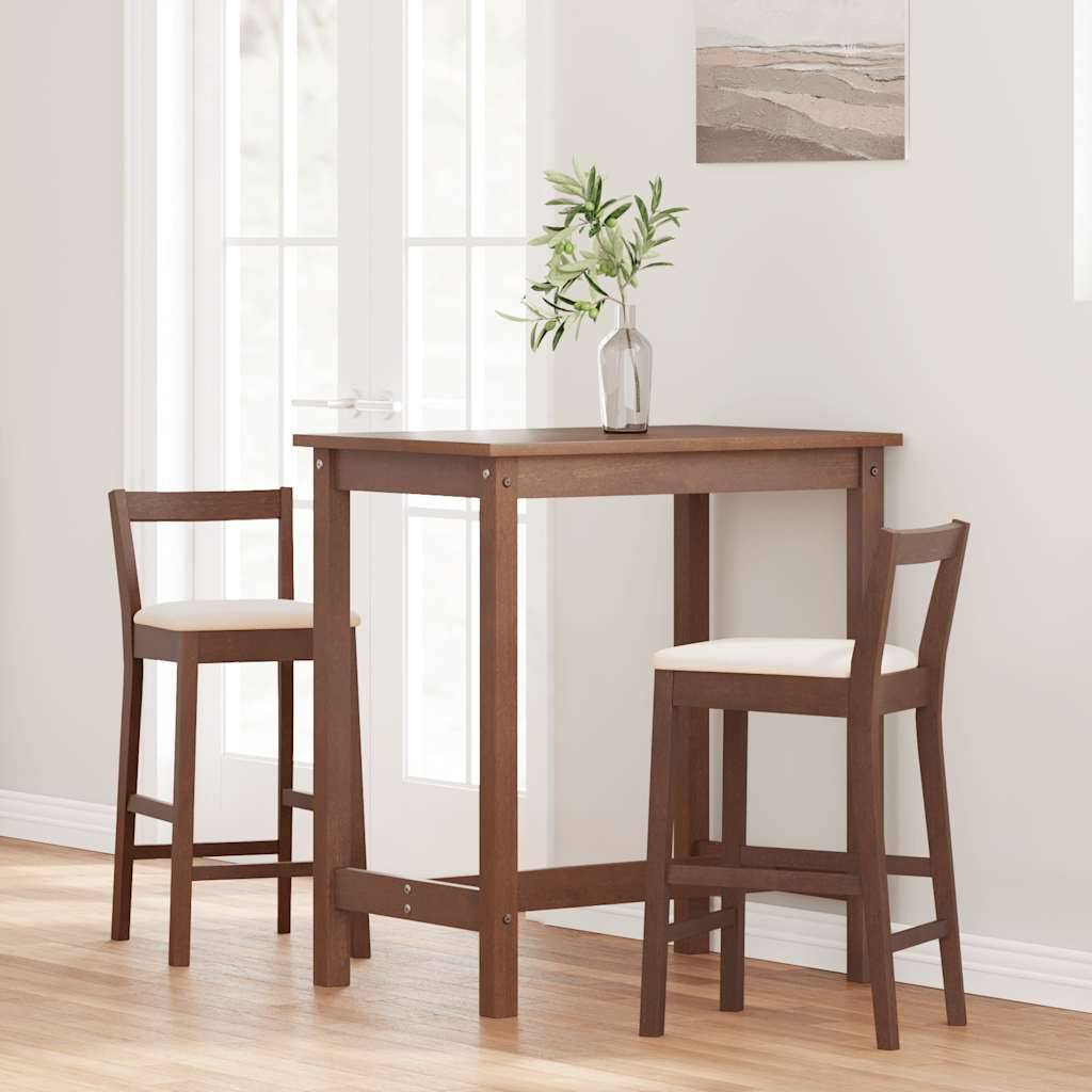 vidaXL Barhocker mit Kissen 2 Stk. Braun Massivholz Gummibaum