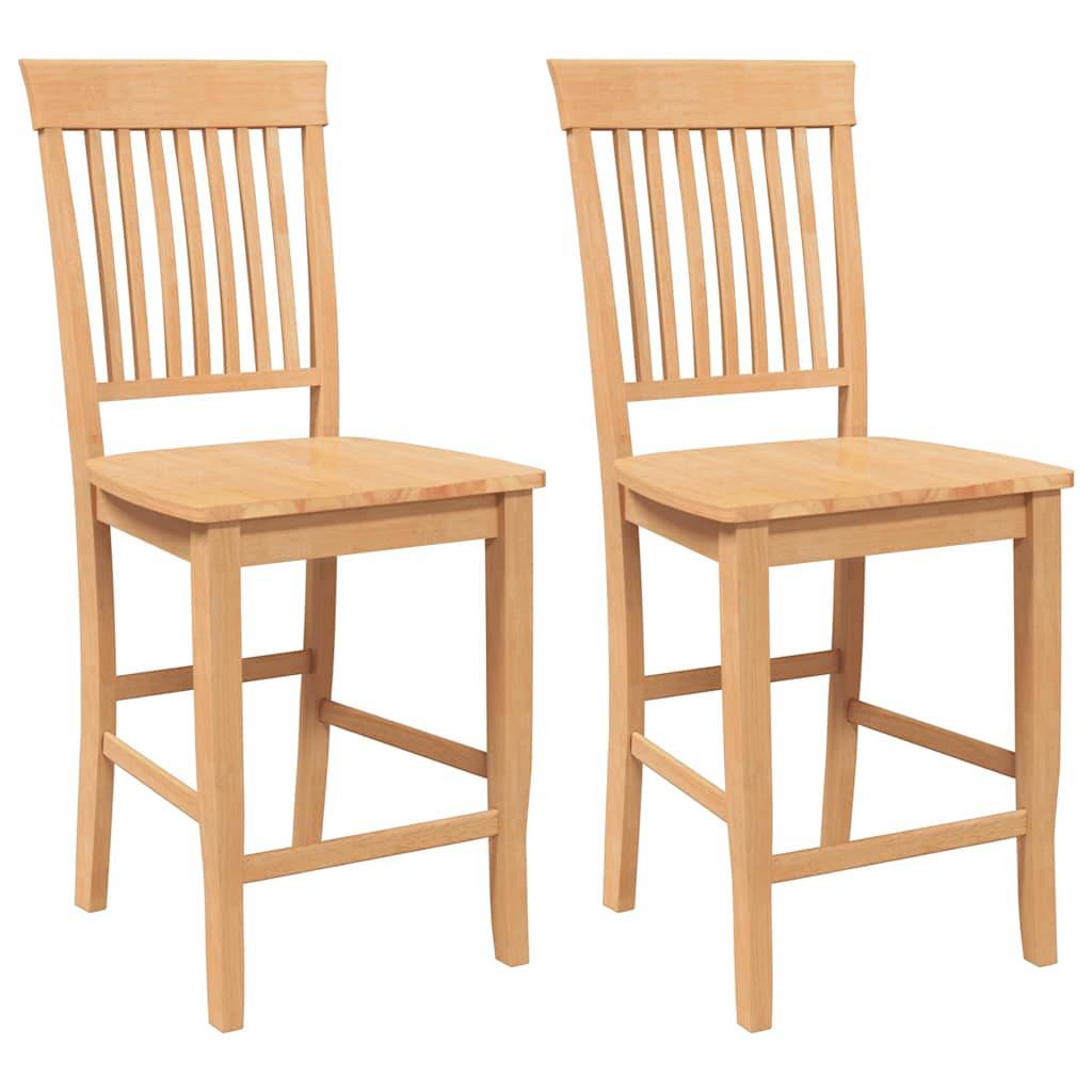 vidaXL Barhocker 2 Stk. Natur Massivholz Gummibaum
