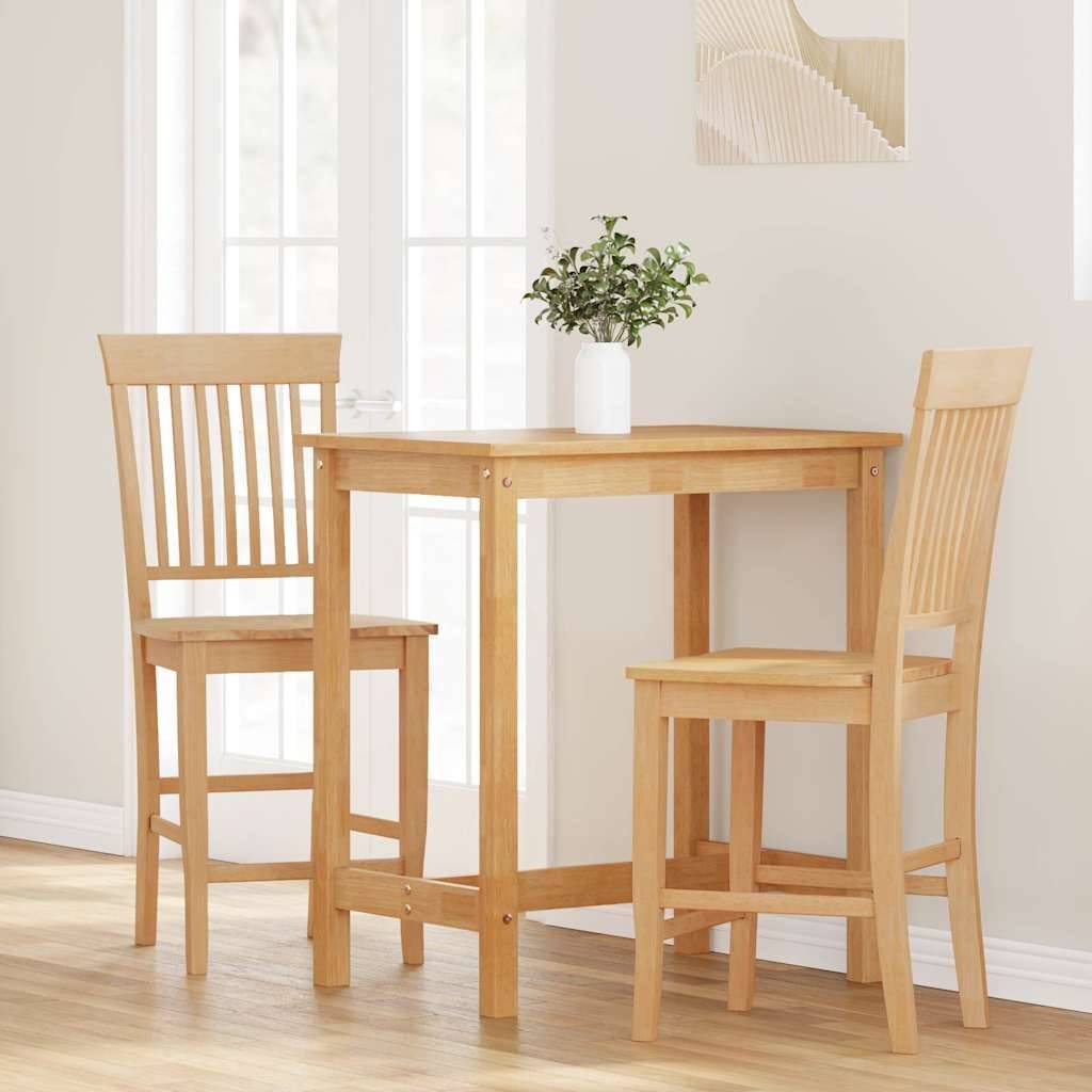 vidaXL Barhocker 2 Stk. Natur Massivholz Gummibaum