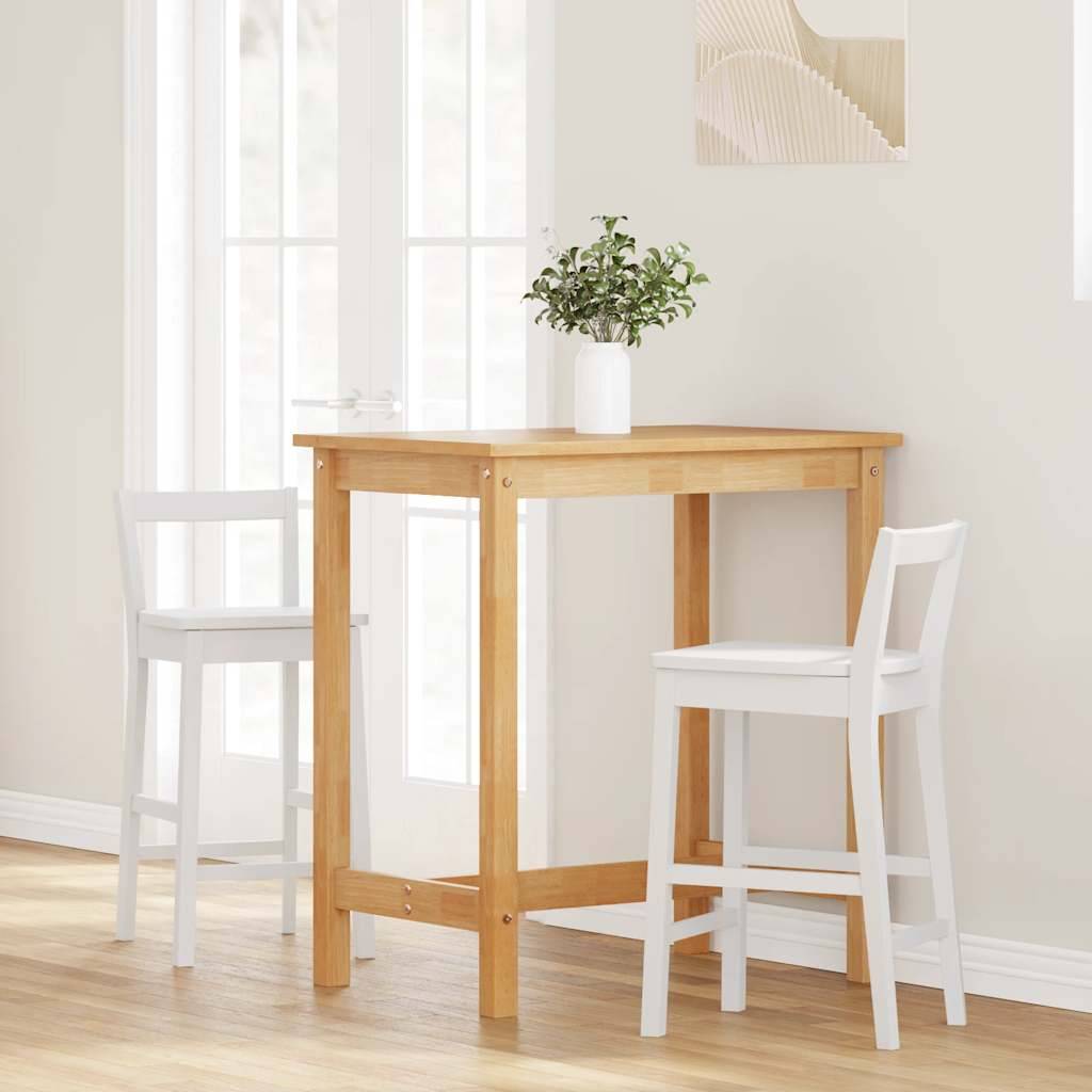 vidaXL Barhocker 2 Stk. Weiß Massivholz Gummibaum
