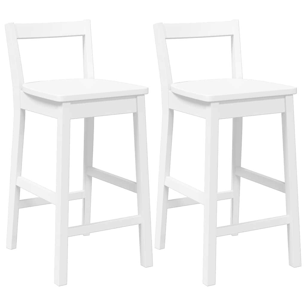 vidaXL Barhocker 2 Stk. Weiß Massivholz Gummibaum