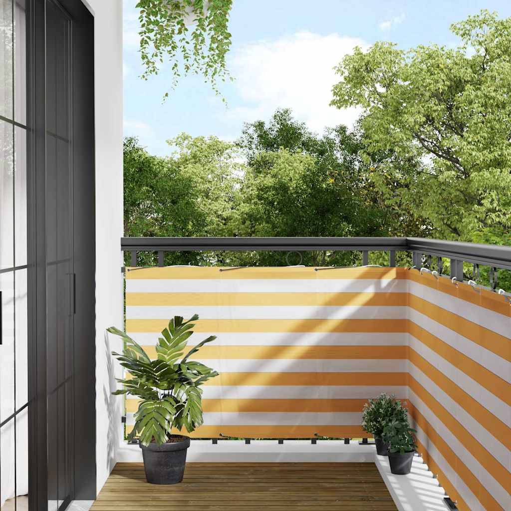 vidaXL Balkon-Sichtschutz Gelb und Weiß Gestreift 90x1000 cm