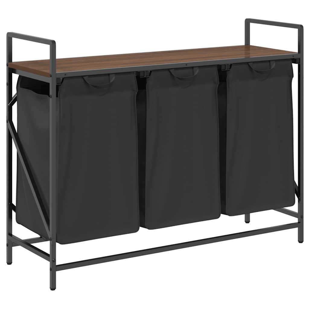 vidaXL Wäschekorb 3 Fächer mit Ablage Braun Eichen-Optik