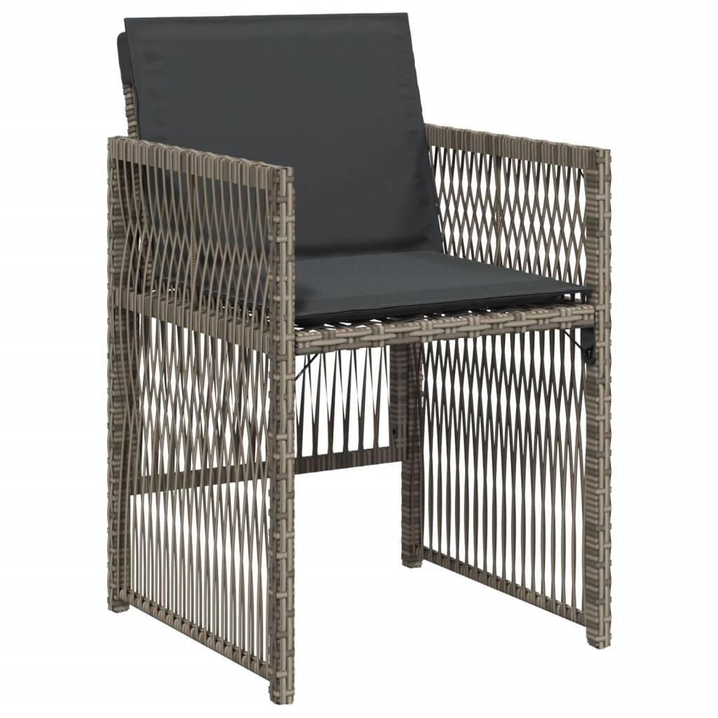 vidaXL Gartenstühle mit Kissen 4 Stk. Grau Poly Rattan