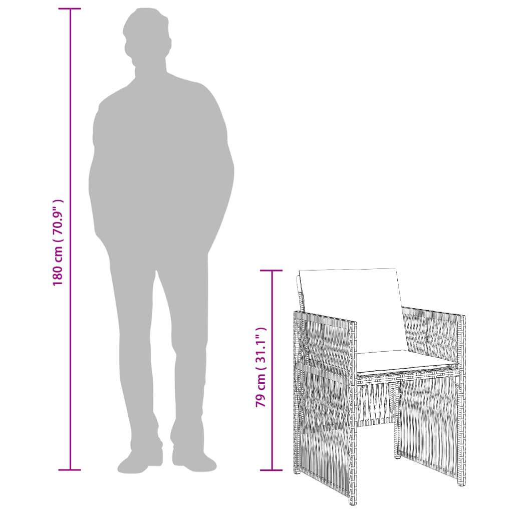 vidaXL Gartenstühle mit Kissen 4 Stk. Grau Poly Rattan