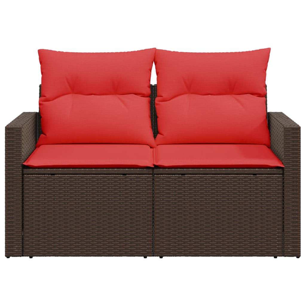 vidaXL Gartensofa mit Kissen 2-Sitzer Braun Poly Rattan