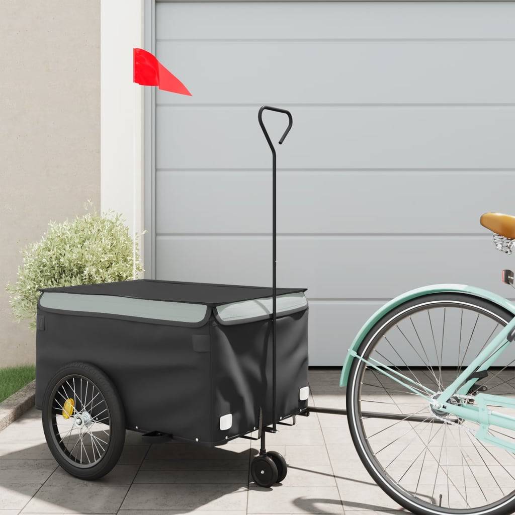 vidaXL Fahrradanhänger Schwarz und Grau 30 kg Eisen