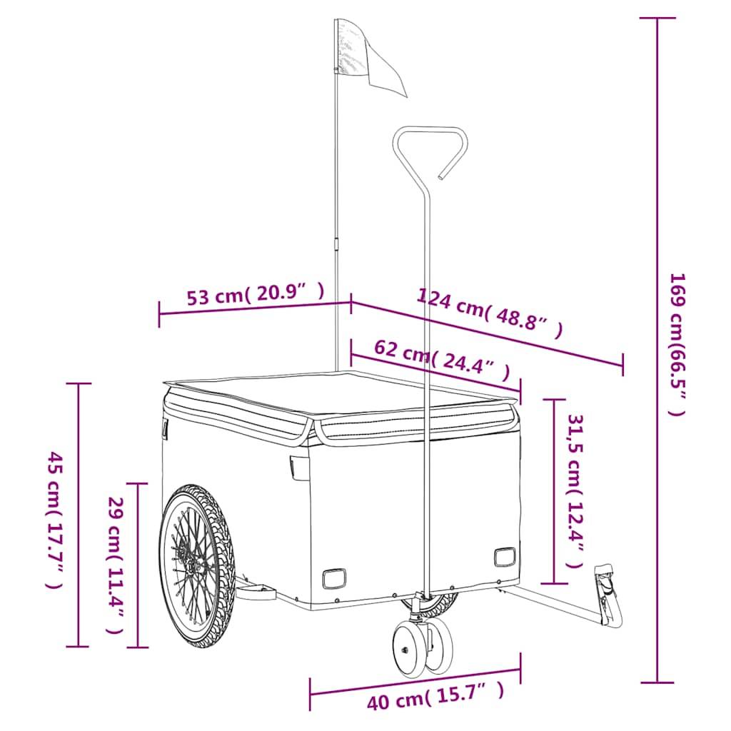 vidaXL Fahrradanhänger Schwarz und Grau 30 kg Eisen