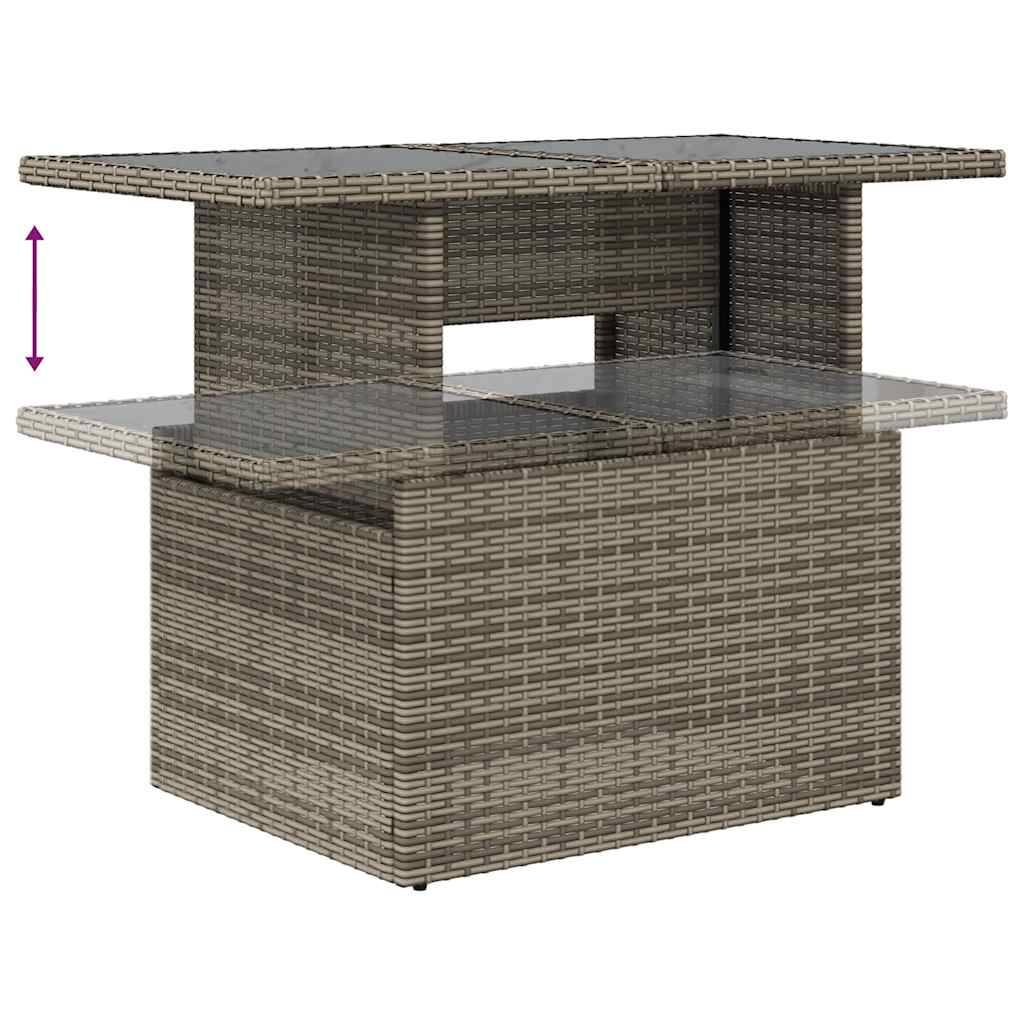 vidaXL 5-tlg. Garten-Sofagarnitur mit Kissen Grau Poly Rattan Akazie