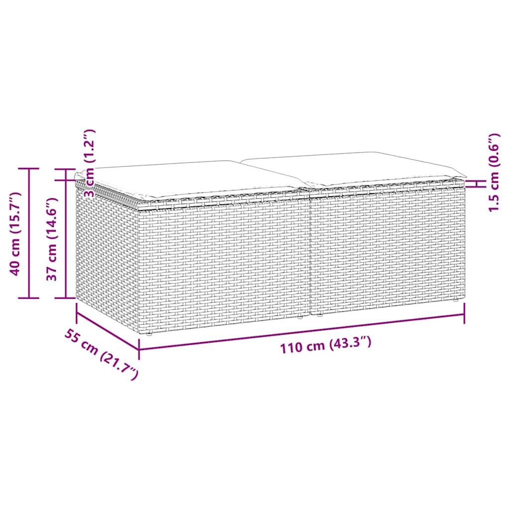 vidaXL 2-tlg. Garten-Sofagarnitur mit Kissen Grau Poly Rattan Akazie