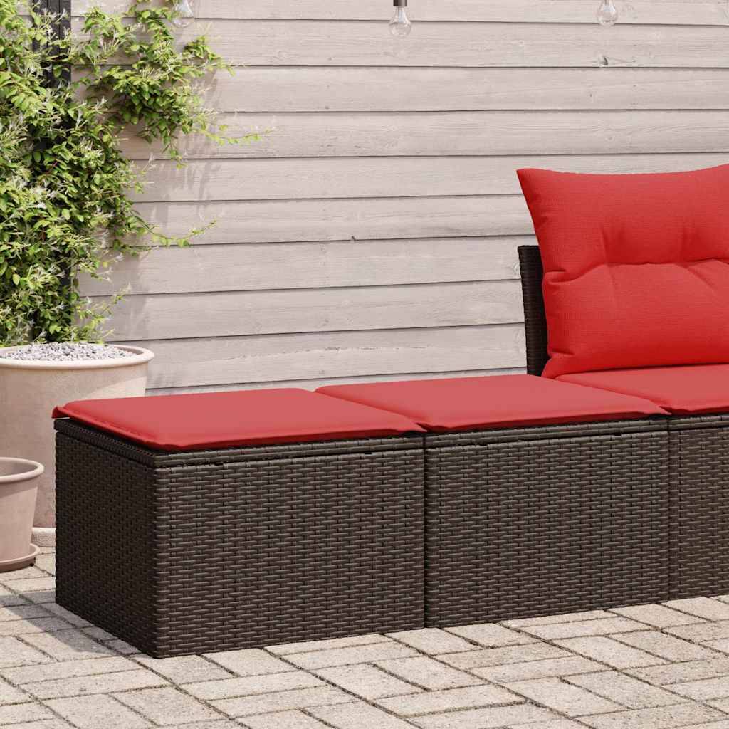 vidaXL 2-tlg. Garten-Sofagarnitur mit Kissen Braun Poly Rattan Akazie