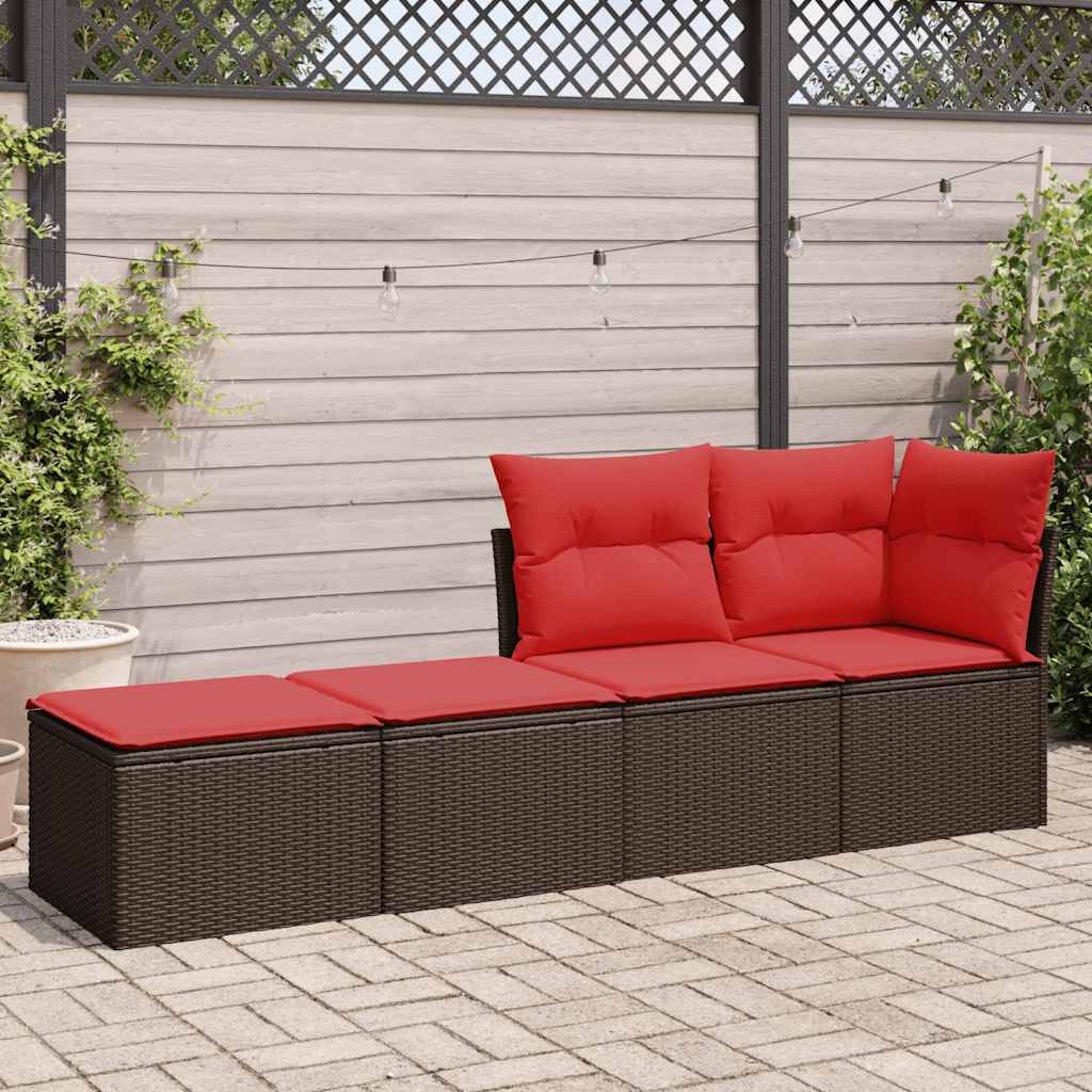vidaXL 2-tlg. Garten-Sofagarnitur mit Kissen Braun Poly Rattan Akazie