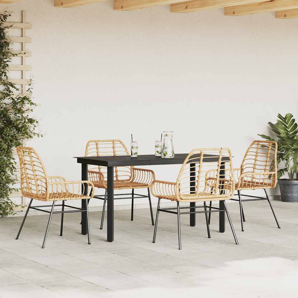 vidaXL 5-teiliges Garten-Esszimmerset Braunes Polyrattanglas