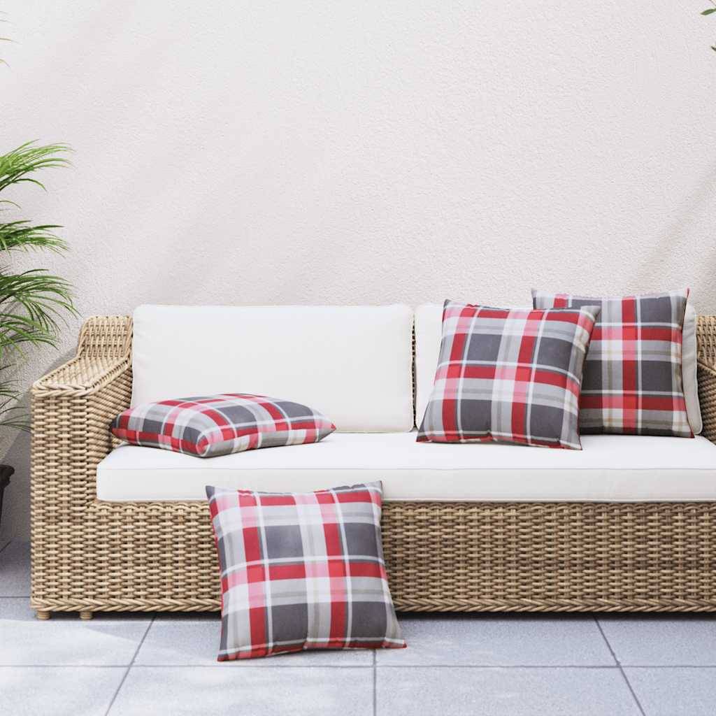 vidaXL Sofakissen 4 Stk. Rot Karomuster 40x40 cm Stoff