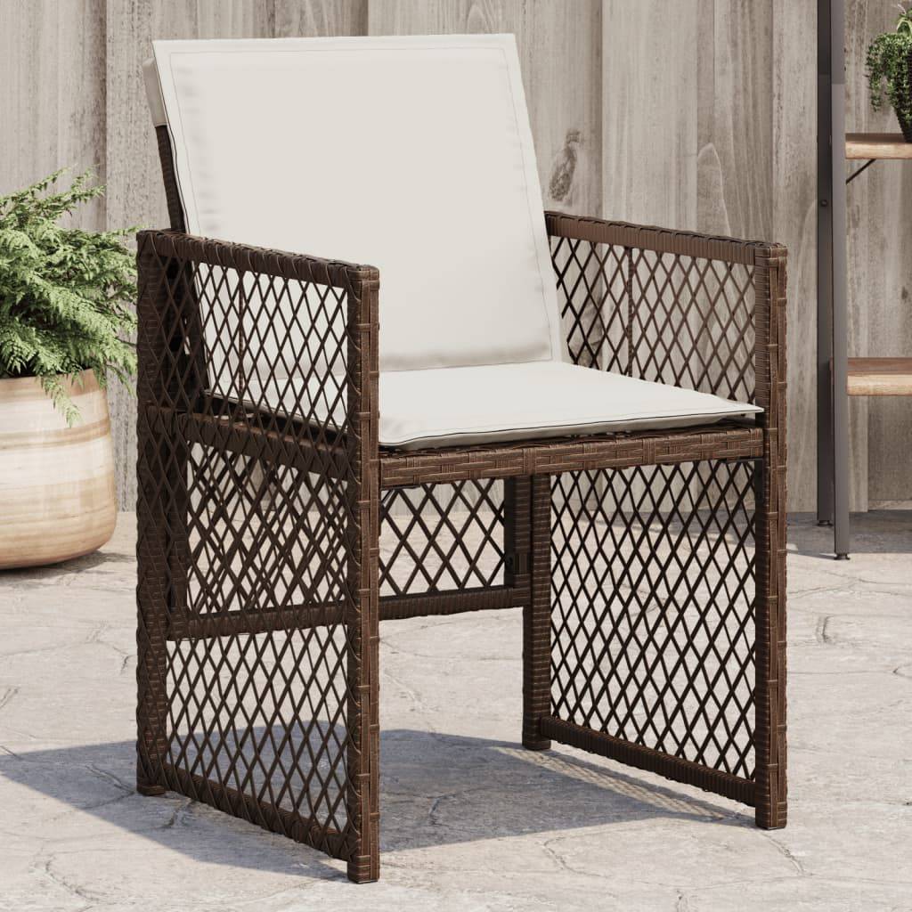 vidaXL Gartenstühle mit Kissen 4 Stk. Braun Poly Rattan