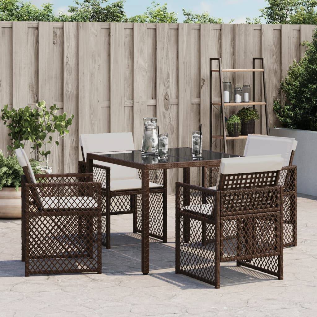 vidaXL Gartenstühle mit Kissen 4 Stk. Braun Poly Rattan