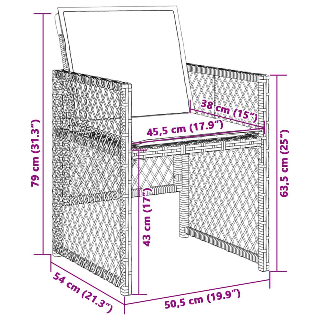 vidaXL Gartenstühle mit Kissen 4 Stk. Braun Poly Rattan