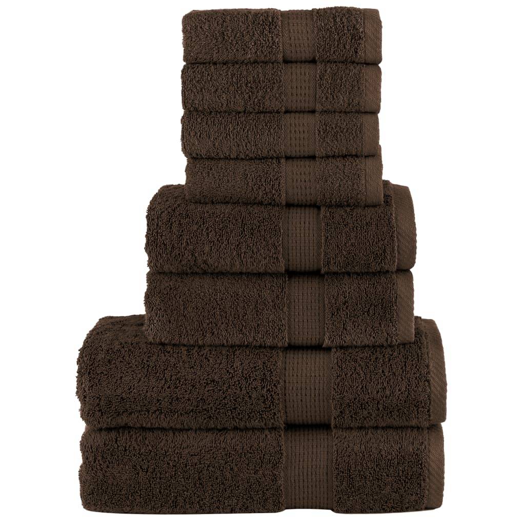 vidaXL 8 tlg. Premium-Handtuch-Set SOLUND Braun 600 g/m²