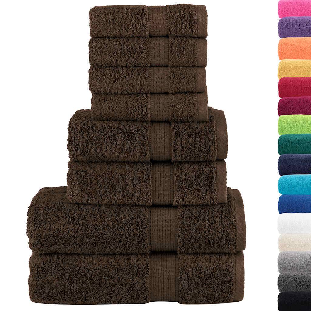 vidaXL 8 tlg. Premium-Handtuch-Set SOLUND Braun 600 g/m²