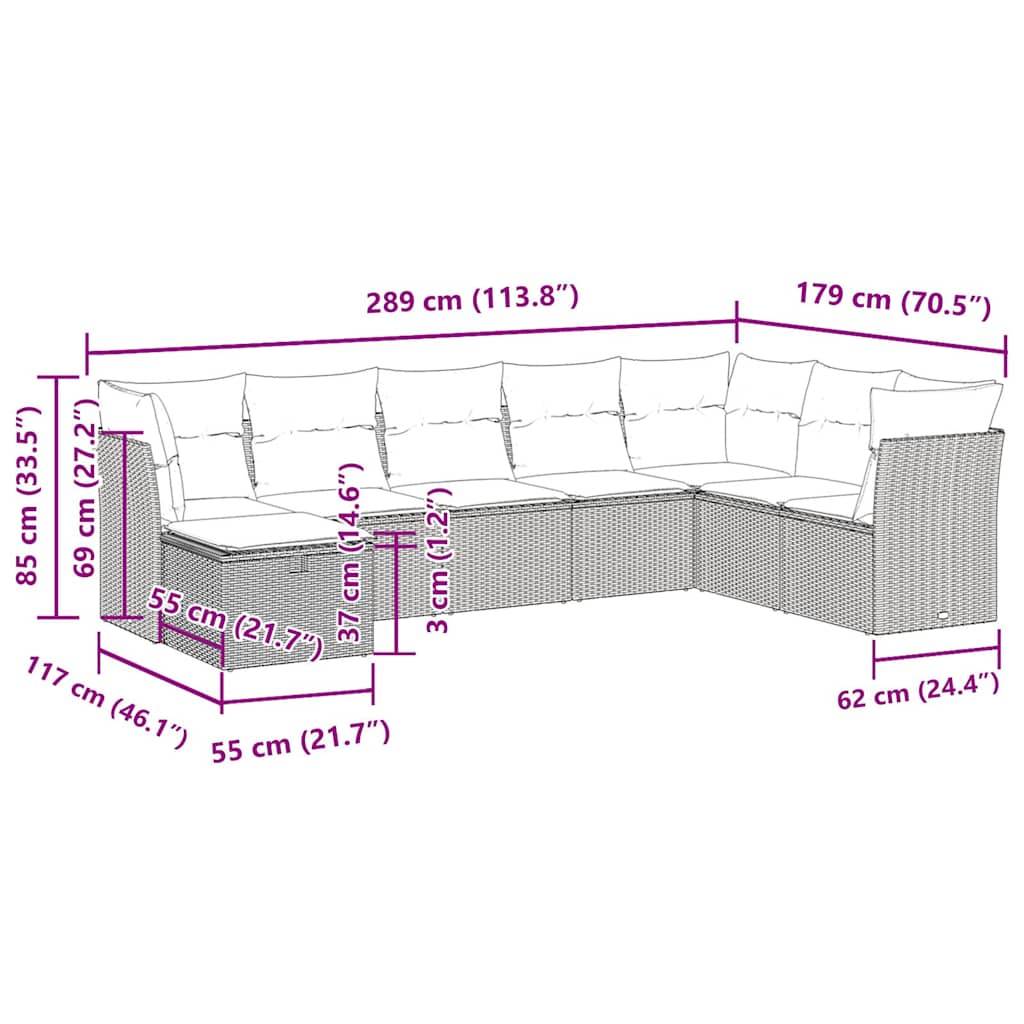 vidaXL 8-tlg. Garten-Sofagarnitur mit Kissen Braun Poly Rattan