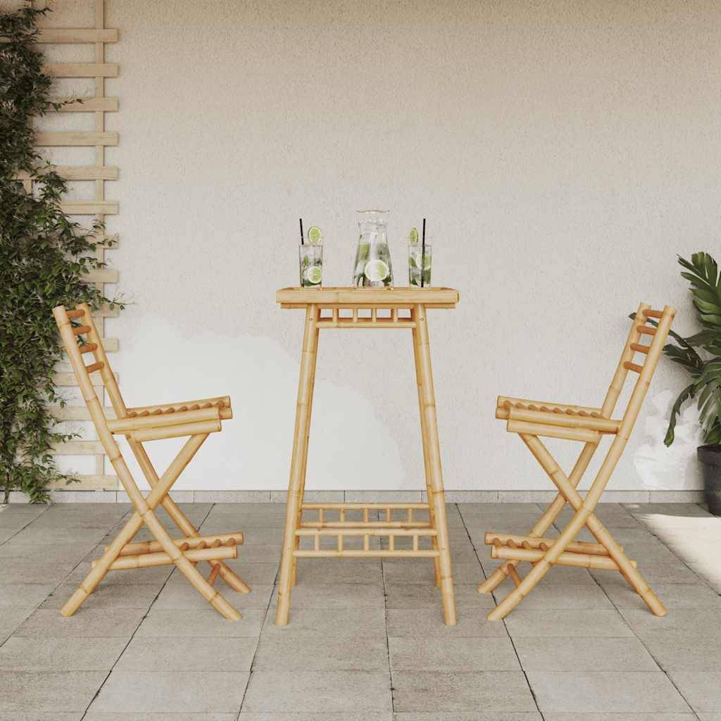 vidaXL 3-tlg. Outdoor-Bar-Set Klappbar Bambus