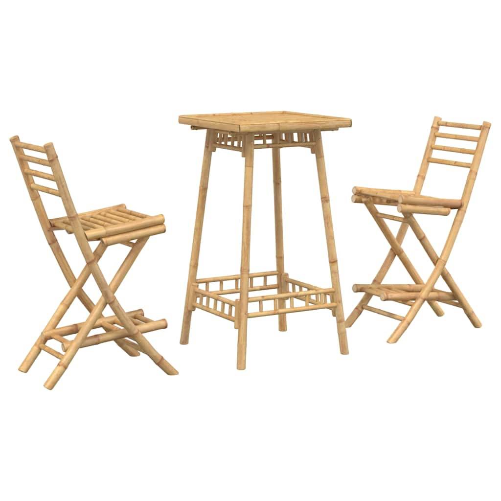 vidaXL 3-tlg. Outdoor-Bar-Set Klappbar Bambus
