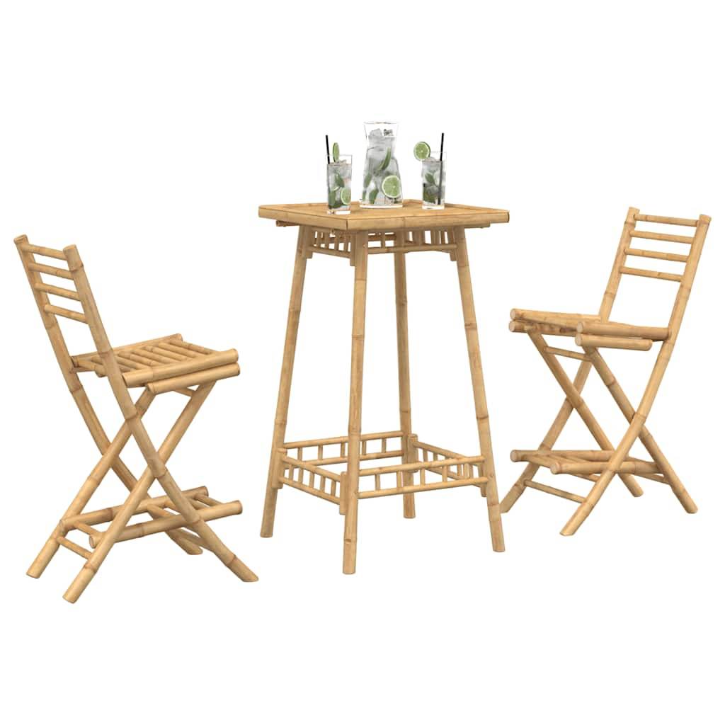 vidaXL 3-tlg. Outdoor-Bar-Set Klappbar Bambus